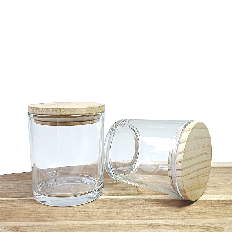 Empty Transparent clear Amber Glass Candle Jars and  Luxury Candle Vessels with Lid