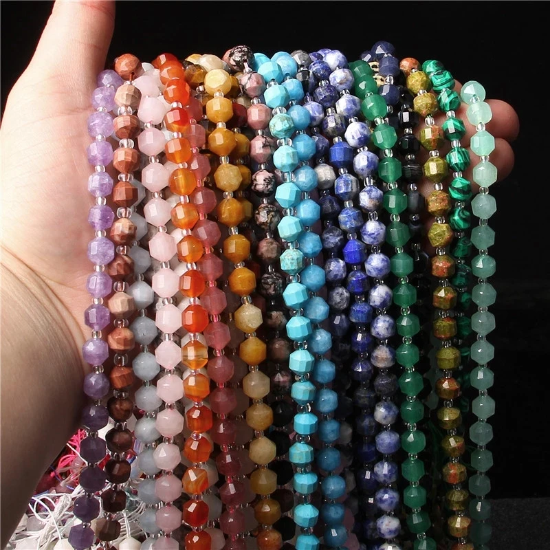 Faceted Energy Prism Double Terminated Point Cut Real Lapis Lazuli Gem Stone Faceted Beads For Bracelet Making
