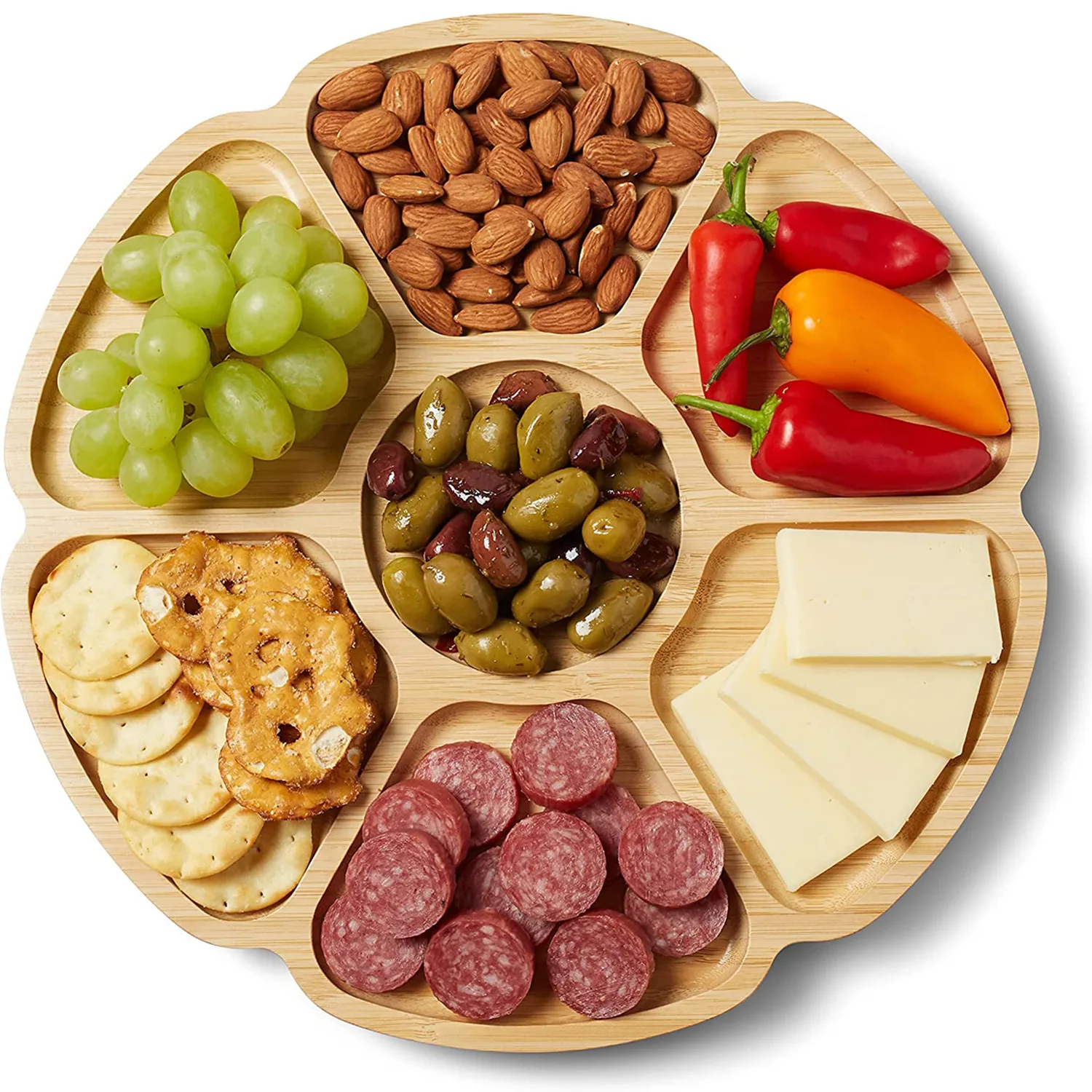 Customized wholesale wooden food plate cheese plate dry fruit trays bamboo platter plates for food storage