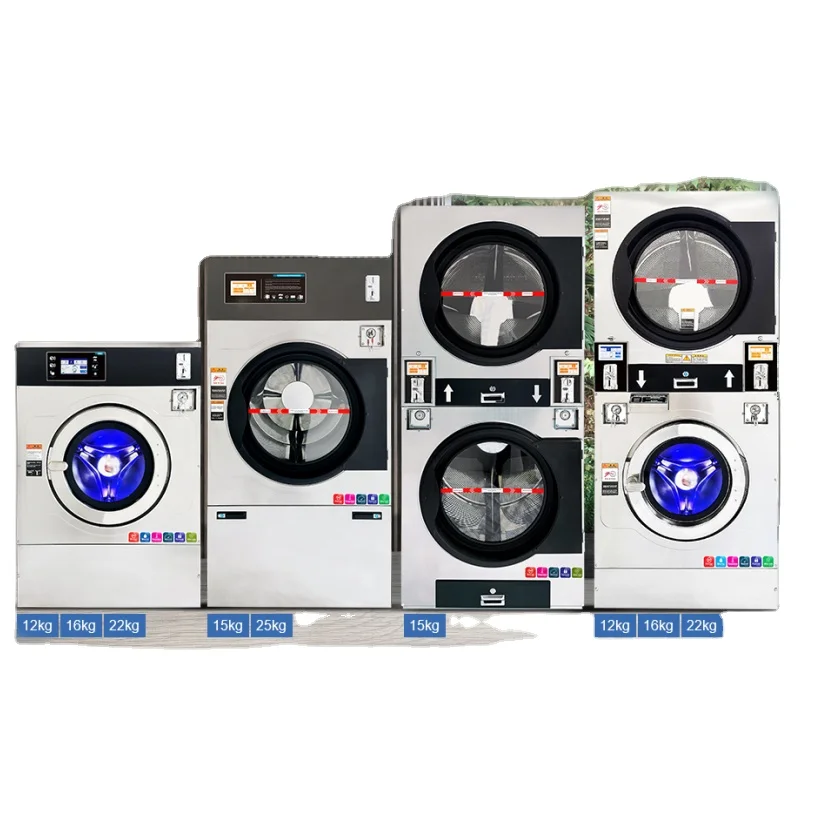 professional laundry used double stacked commercial washer and dryer coin laundry machine