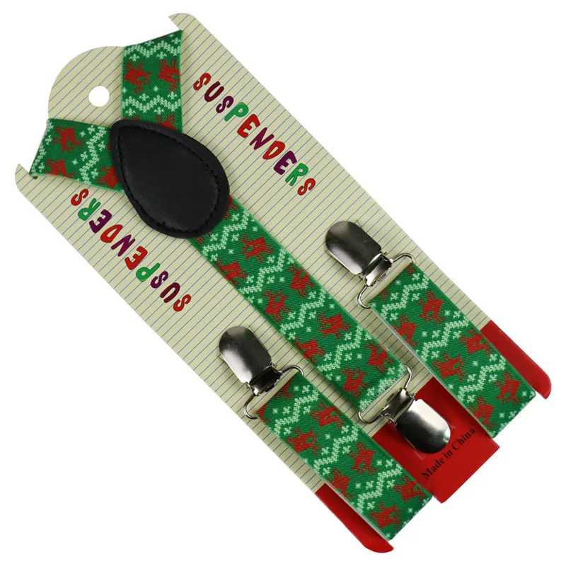 Новинка, Лидер продаж, детские рождественские штаны с принтом снежинок и лося, эластичные детские подтяжки с тремя зажимами