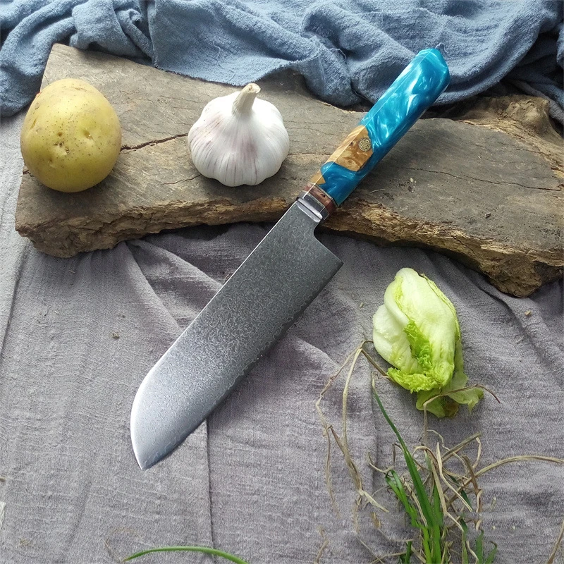 Кухонные ножи из дамасской стали с восьмиугольной ручкой