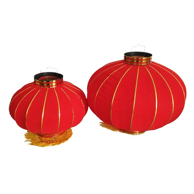 Hanging Antique Chinese Lanterns Outdoor Light Personalized Traditional Large Cloth Fabric Red Lantern For Lunar New Year Decor