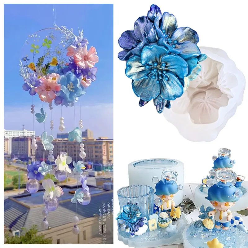 New Molds For Resin Crystal Drop Glue Multiple Flower Molds DIY Rose Osmanthus Orchid Peony Molds For Resin Art