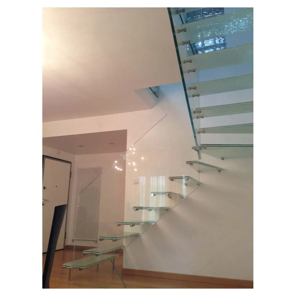 Prima Cheap Factory Price Modern Floating Staircase Hidden Cantilever Stairs Enter Wall Type Stair With Glass Step Staircase