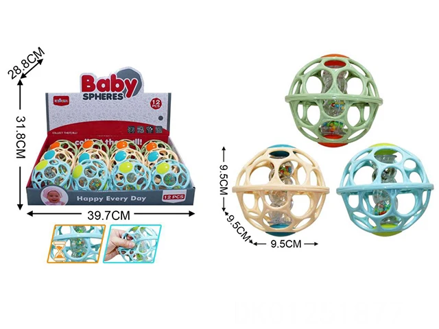 Child Infant Toddle Puzzle Education Baby Hand Grasping Ball Toys Soft Glue Hole Ball Toys And Baby Rattle Hammer Game For Kids