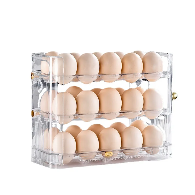 Space Saver Detachable Egg Holder for Refrigerator 30 Grid Egg Storage Container  3 Layers Egg Container for Refrigerator, Large