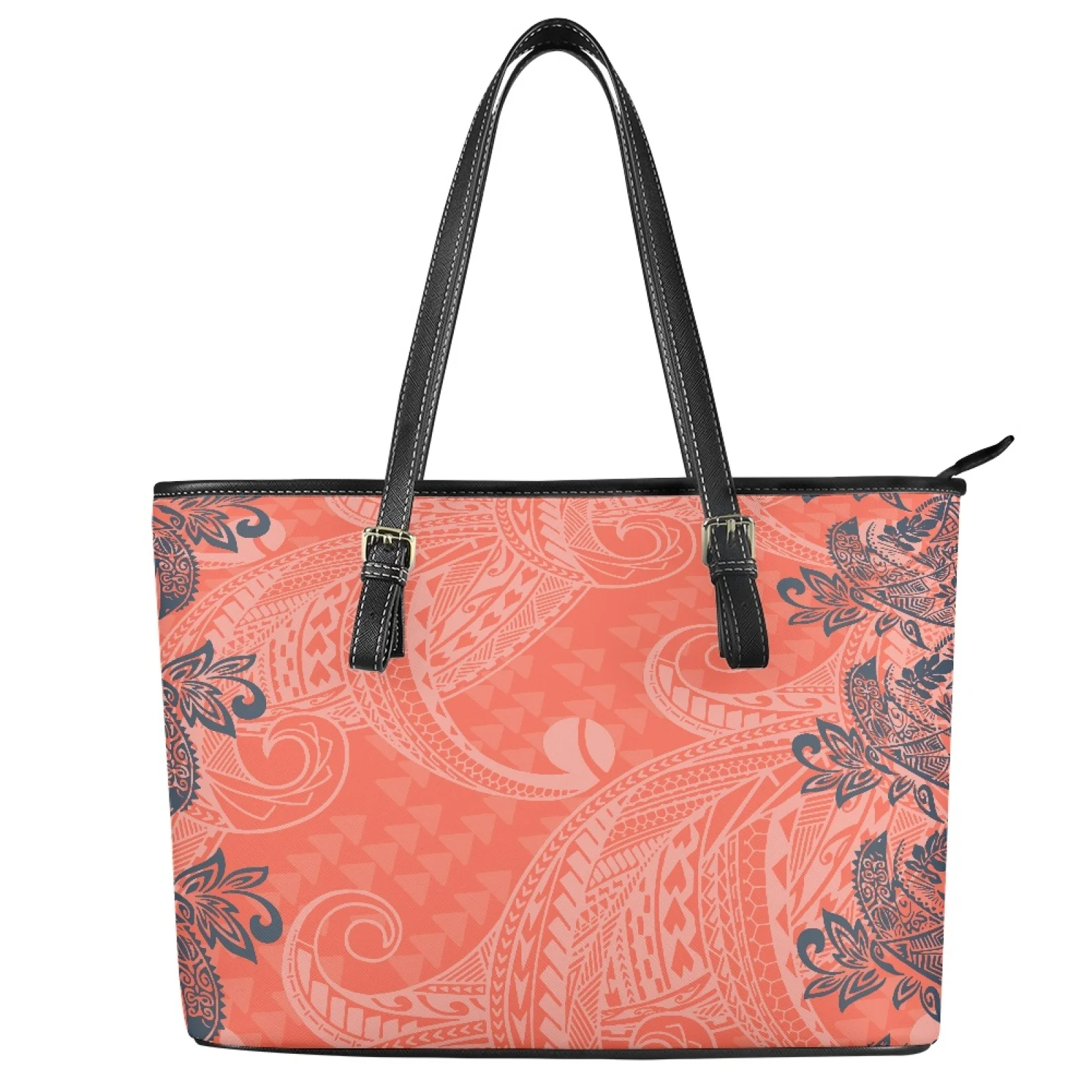 news 2024 Polynesian All Seasons Unisex Tribal Design Tropical Pattern woman custom shipping gift pu handbags tote bag
