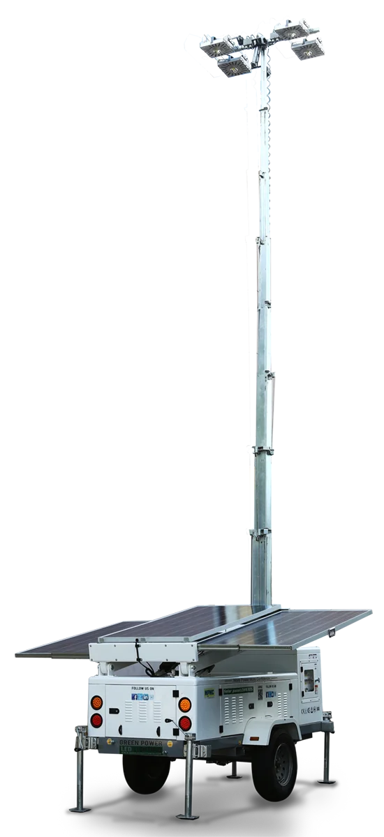 MPMC Mobile LED Light Tower Telescopic Mast Solar Light Tower  Portable Lighting Tower With 3/5 pcs PV Panel