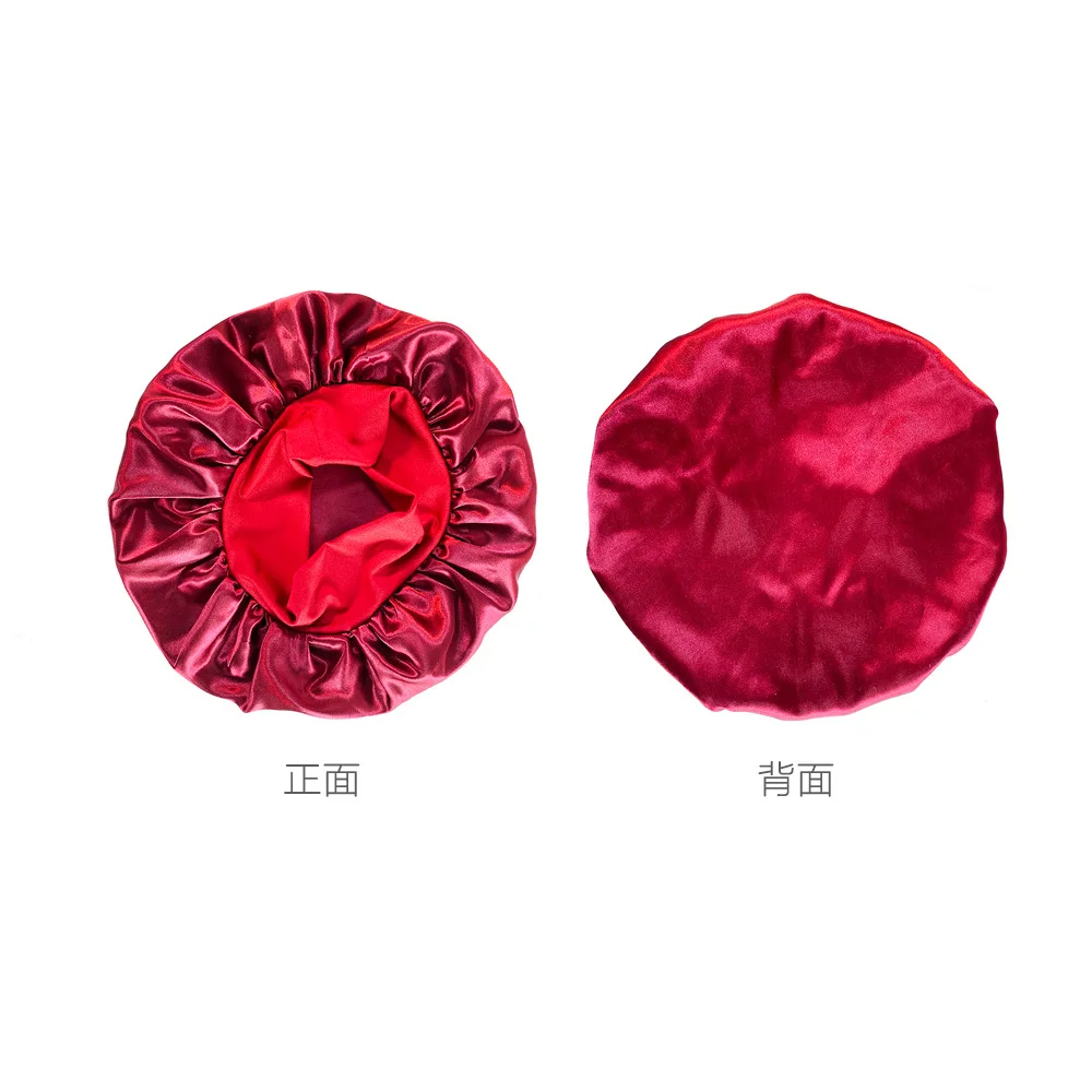 Bonnet cap custom logo silk hair warp women silk night sleep hats printed soft satin shower cap adjustable with Band Set bonnet