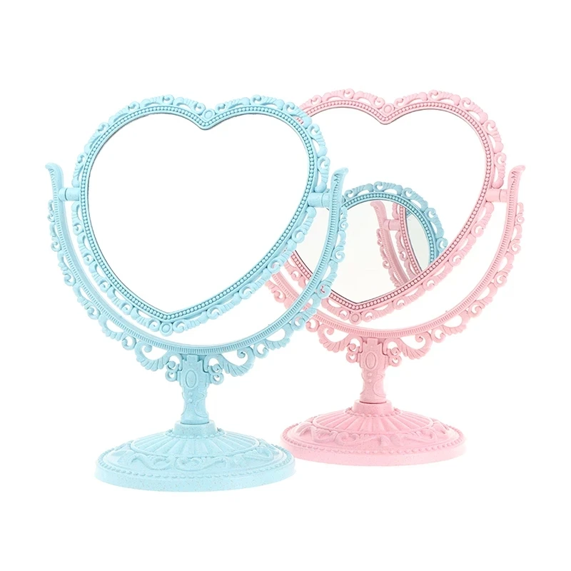 Makeup Mirror Heart Shaped Acrylic Single Makeup Mirror Home Bedroom Desktop  Transparent Base Cosmetic Mirror