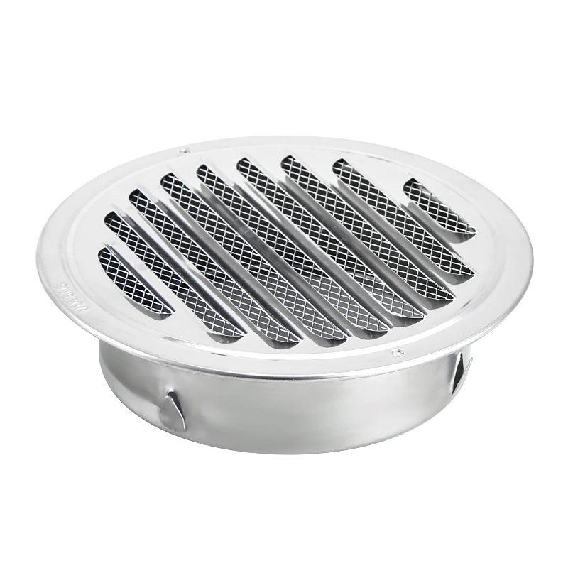 Round Stainless Steel Exhaust Grille Louvered Air Vent with Screen Mesh External Wall Dryer Duct Vent Cover Product Type Drains