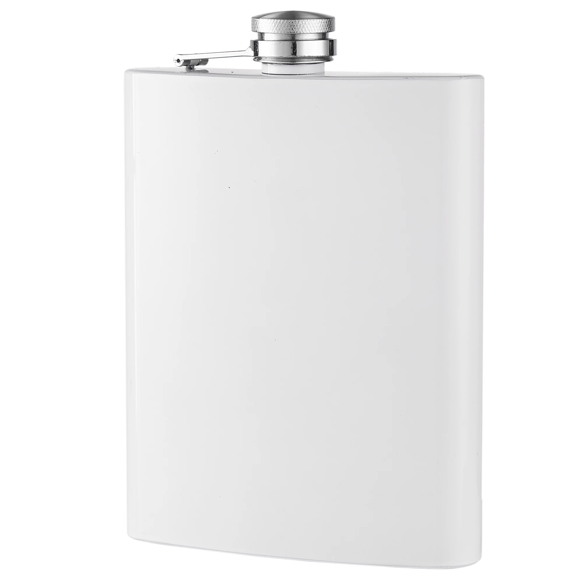 Wholesale Premium 18 oz Powder Coated White Stainless Steel Hip Flask for Camping Travel