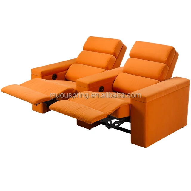 Hot sale many color choice  home theater seating genuine leather power recliner cinema sofa seats with oak tray