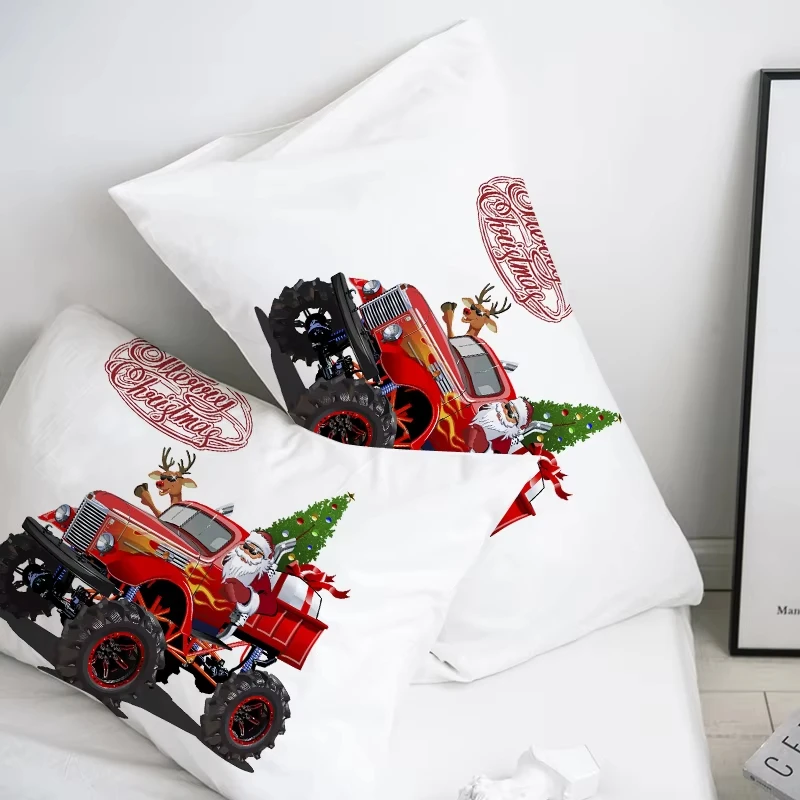 3D HD Custom Pillow Case Pillowcase 50x70 50x75 50x80 Decorative Cartoon Pillow Cover Christmas Santa Claus Red Bedding