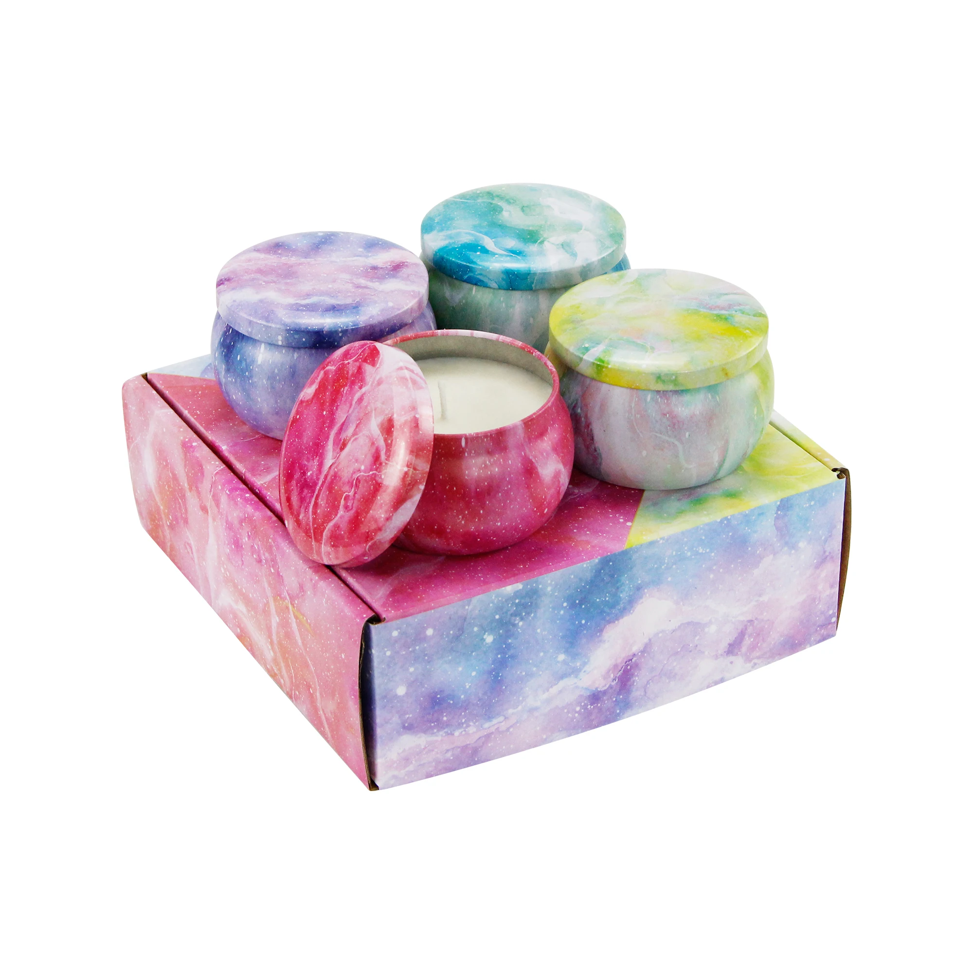 Luxury Wedding Christmas Halloween Easter Party Home Decorations Soy Wax Scent Candle Metal Jars Gift Set