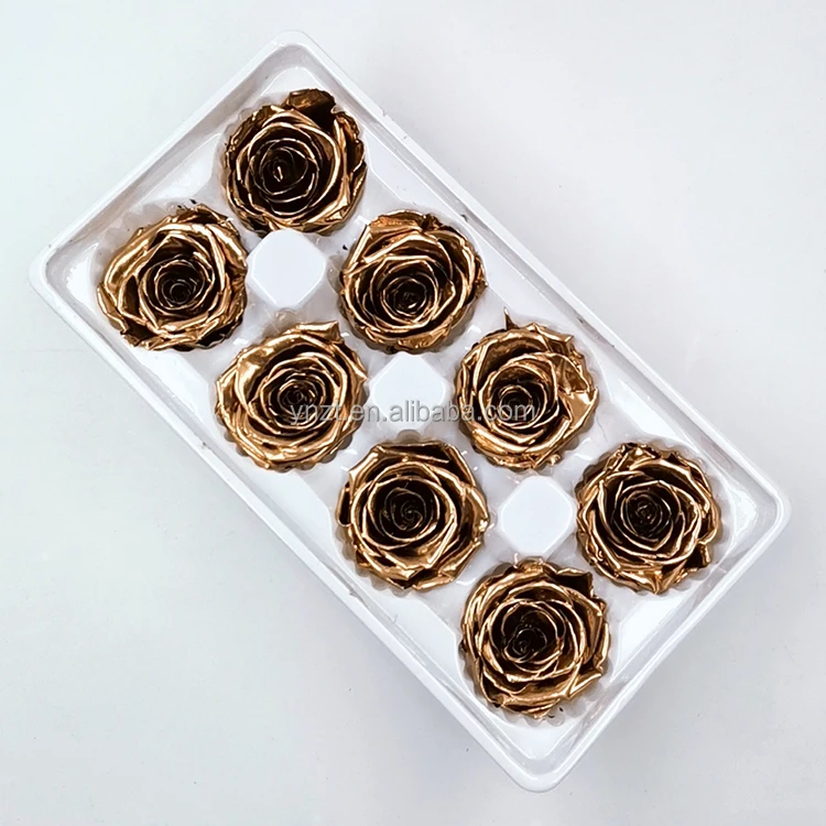 ZanTe wholesale special colors immortal fleur grade A eternal real roses flower box order dipped Golden Silver Preserved Roses