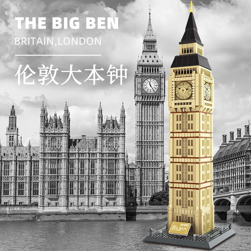 5216 Elizabeth Tower London England The Big Ben Building Attractions Plastic Assemble Building Block Set Kids Unisex Toy Gift