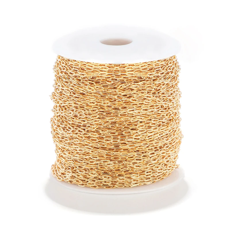 
XuQian 2*5mm Gold Plated Paperclip Chain Roll for Diy Necklace Bracelet  (1600225104512)