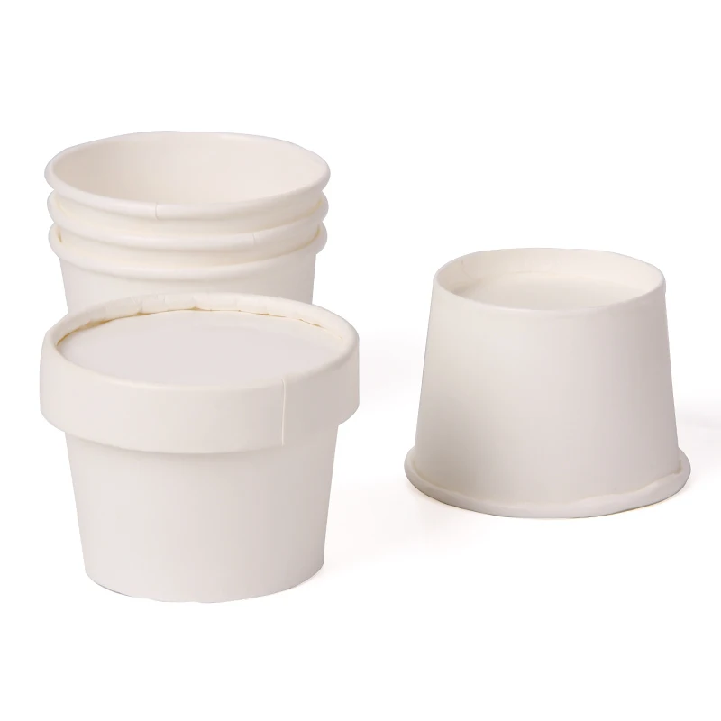 Одноразовый бумажный стаканчик для мороженого с бумажной крышкой, миска для замороженного йогурта 2 унции/4 унции