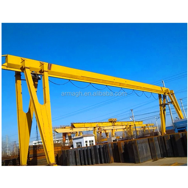 30ton trussed frame heavy duty single beam gantry crane travelling rubber tyred in factory open yards