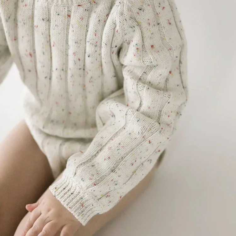 2023 wholesale organic cotton sprinkle wide ribbed baby knitted bodysuit onesie clothes for newborn