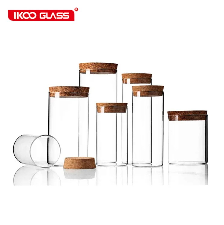 Мини-банки для специй из боросиликатного стекла с деревянными пробковыми крышками Прозрачная Стеклянная емкость хранения еды сервировки чая кофе