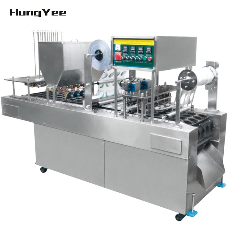 Automatic Continuous Induction Assembly Line Porridge Rice Wine Liquid Food Cup Plastic Jar Container Filling & Sealing Machines