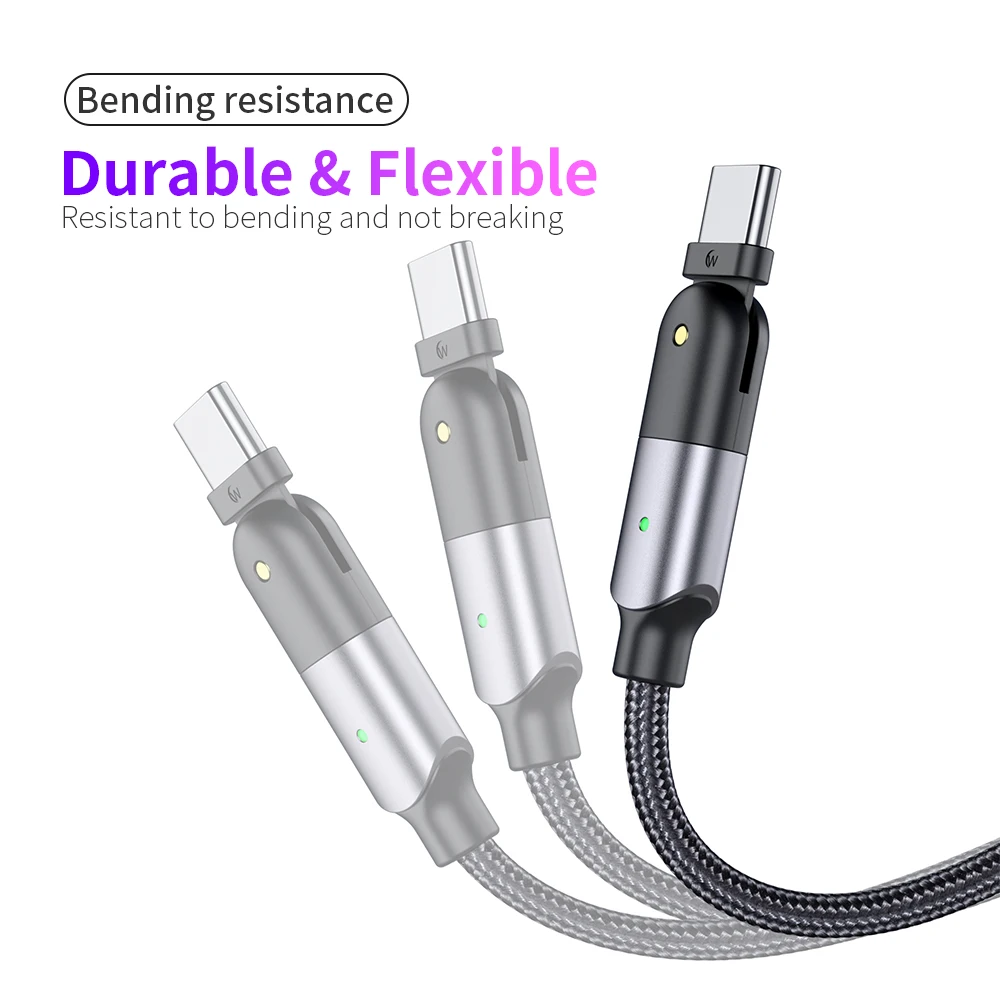 
New arrival Durable 180 Rotating elbow 3A fast charging Nylon braided high spend data transmission cable for phone 