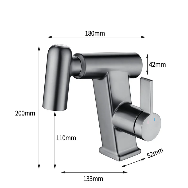 Guangdong 3 Mode Water Outlet Hot and Cold Water Deck Mounted Sink Mixer Pull Out Solid Brass Basin Faucet