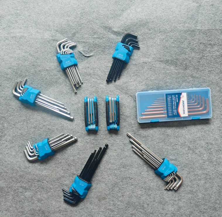 8-piece Set Folding Multi-functional CRV Hexagon Ball Head L-type square Pin Key Set Hex Wrench