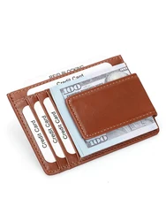 Wholesale Custom Men Leather Card wallet card bag integrated ultra-thin leather magnetic suction card bag wallets