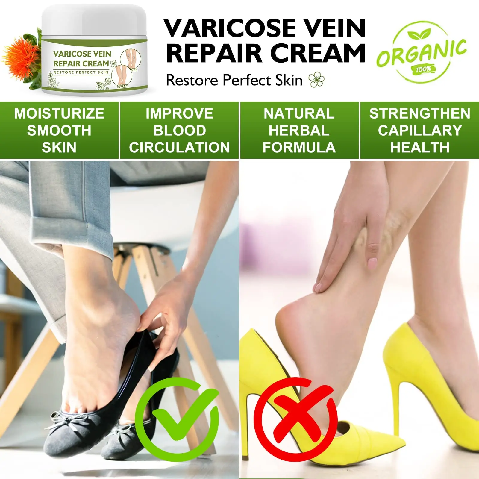Amazon Best Seller Varicose Veins Cream to Relief Veins Pain and Heavy Tired Leg Spider Varicose Vein Treatment Cream For Legs
