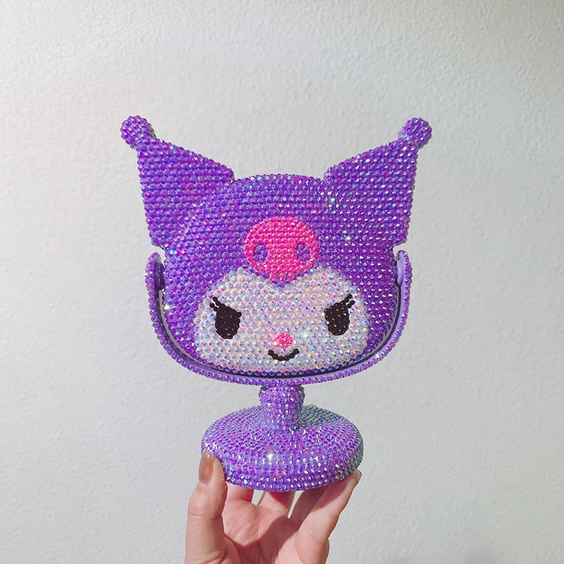 Souvenirs Gift Luxury Artist Cosmetic Crystal Diamond Dormitory Table Bling KT Makeup Mirror for Girls Gift