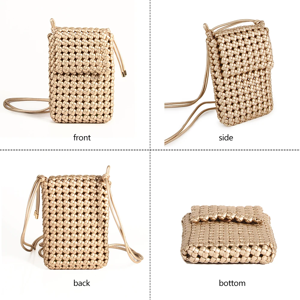 Ready to Ship Women Shoulder handmade windmill knot weave phone bag ladies woven bag spring and summer new phone shoulder bag