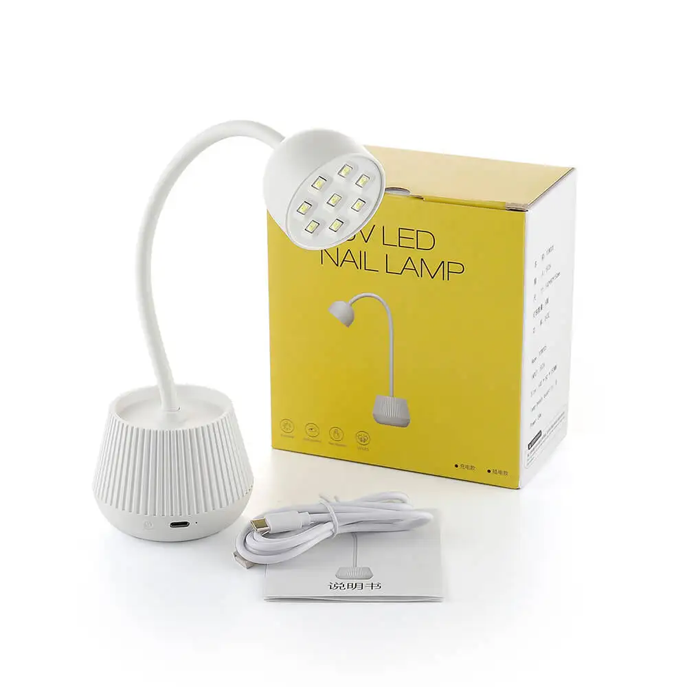 24W Mini Nail Dryer Wireless LED UV Nail Lamp Fast Curing Gel Polish Manicure Lamp Nail Art Tool with 360 Freely Adjustable Tube