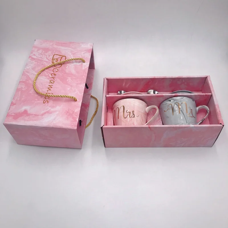 Small Minimum Order Quantity Beauty Ceramic Marble Mr&Mrs Coffee Mugs For Sale