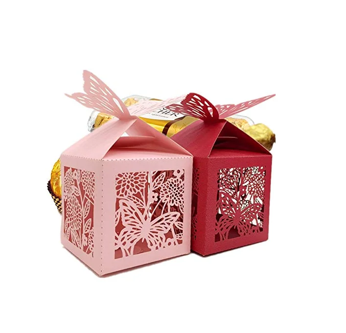 Laser Cut Butterfly and Flower Creative Chocolate Box Wedding Favors Candy Boxes Gifts Box Marriage Party Decors