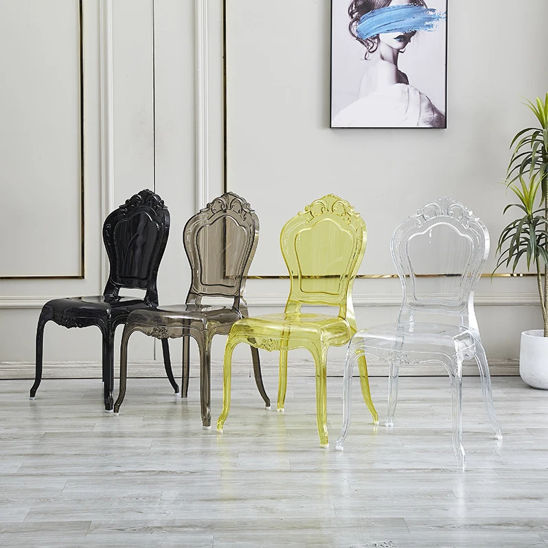 Cheap High Quality Clear Crown Backrest Stackable Wedding Chairs Transparent Plastic Banquet Chair for Event