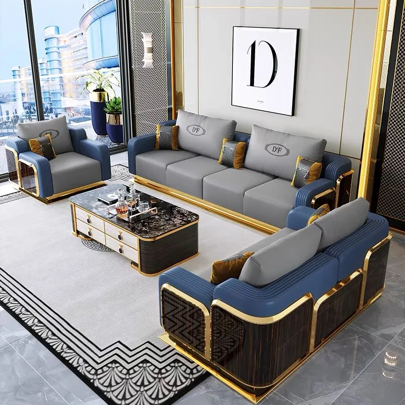 Italian light luxury sofa set contemporary from foshan high end genuine leather italian sofa solid wood sofa