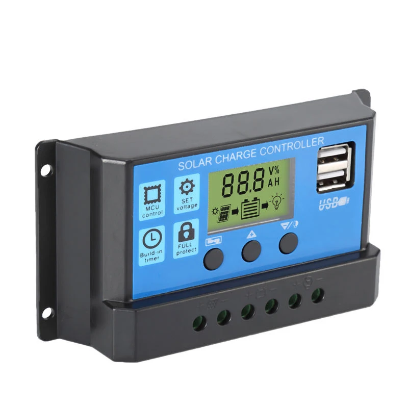PWM 12V 24V Dual USB Solar Panel Charge Controller Regulator with LCD Display 10/20/30A