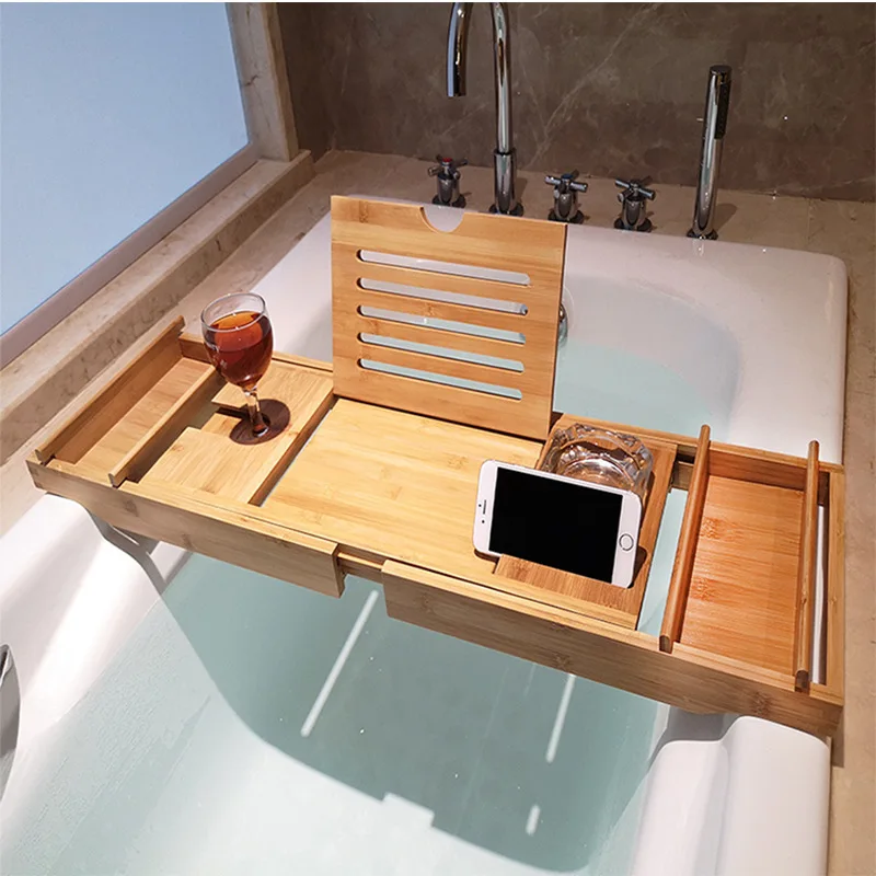 Hot bamboo bath tub holder Bath tub tray black white Shower wholesale Custom Bath Tray Free Shipping