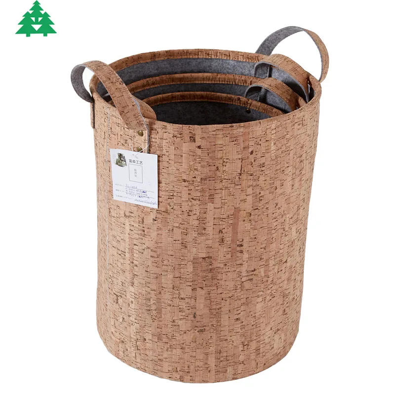 Hot sell and luxury felt and cork household storage bucket baby toys clothes laundry storage basket