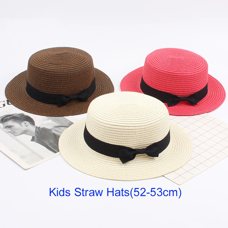 Shinehats OEM wheat flat top beach sun summer kids straw hat children little boy girl unisex sunhat sombreros paja chapeau