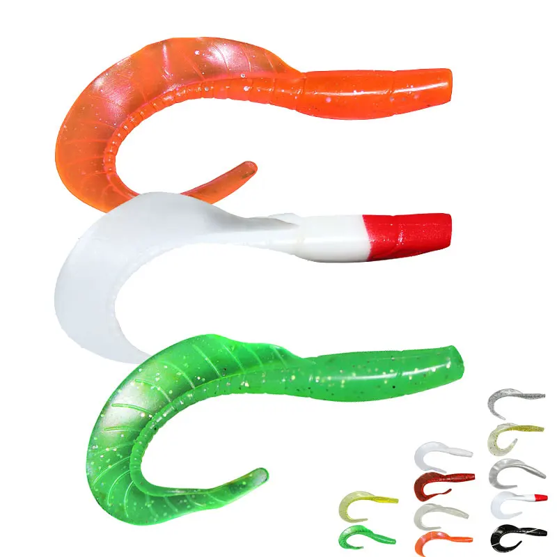 GASTORNI 6cm/2g 8cm/4g Glow Jelly Worm Lure Orange Rippletail Large Ocean Luminous Jig Trout Worm Fishing Lure