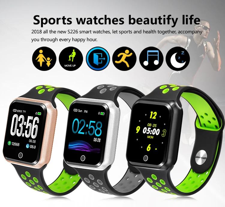 S226 reloj smart watch 1.3inch touch screen blood pressure heartrate sports smartwatch