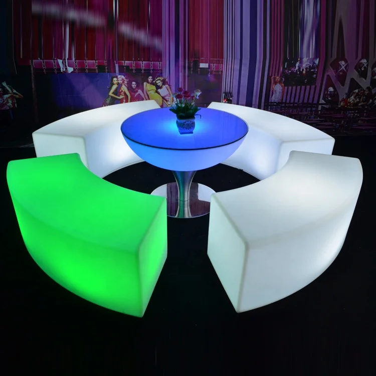 Led glowing bench event wedding sofa plastic garden furniture bench led chair