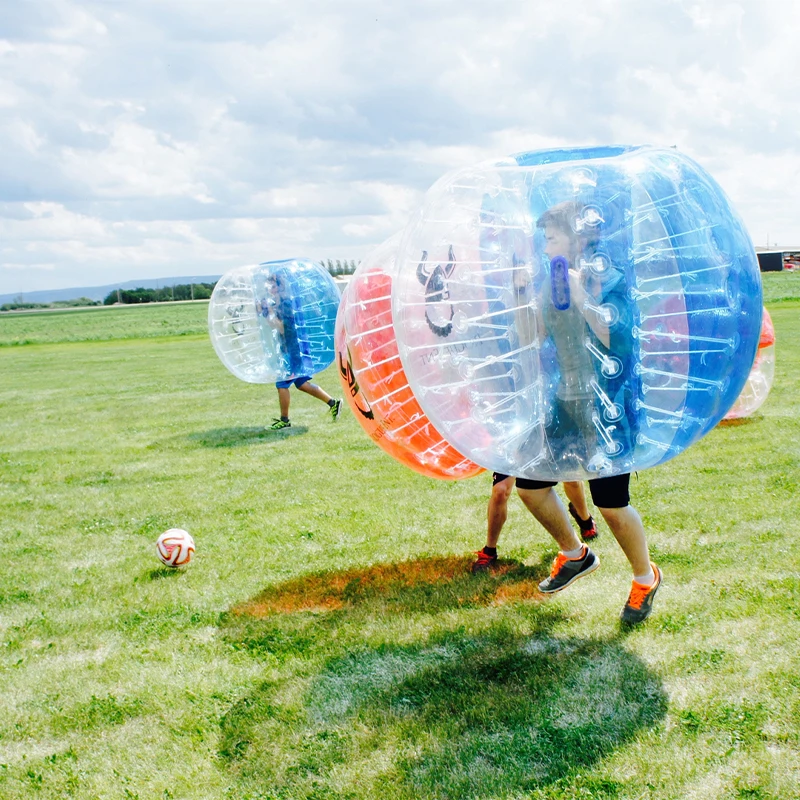 Прозрачный пузырьковый корпус синий и розовый воздушный пластиковый гигантский пузырь футбольный ТПУ бампер удивительный надувной шар для взрослых