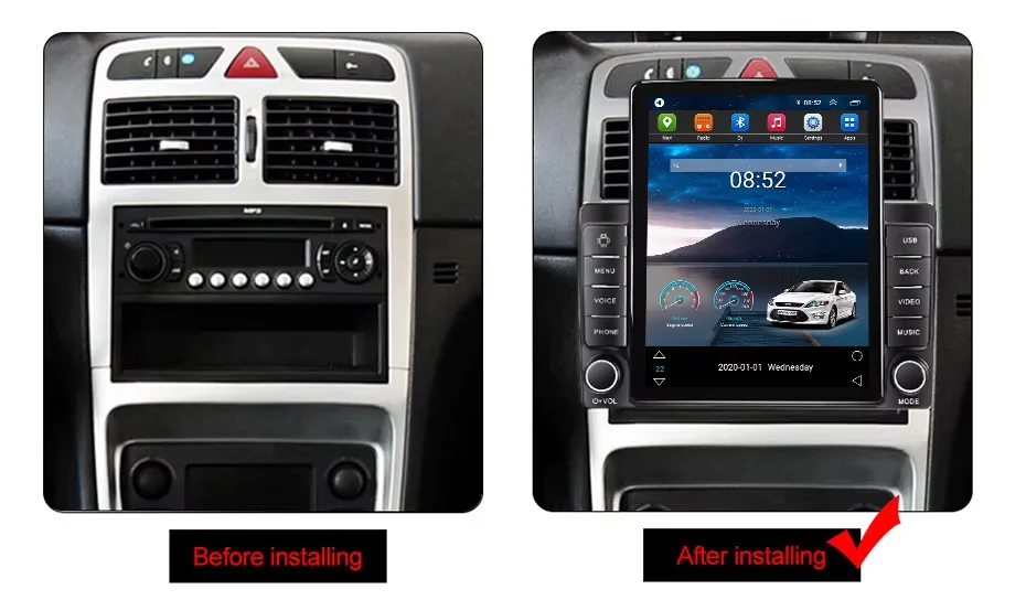 Автомагнитола Android13 IPS 2.5D DSP для Peugeot 307 2004-2013 8 + 128G 360 камера с разделенным экраном SWC GPS автомобильная аудиосистема