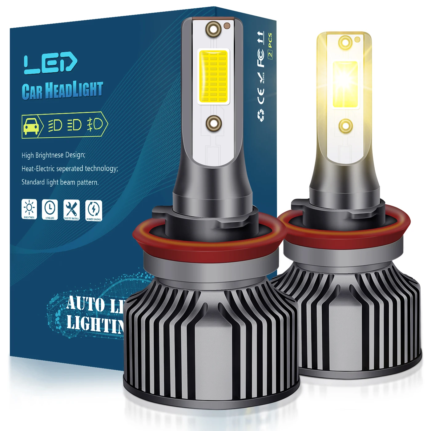 Wholesale High Quality Cob H11 H3 H4 H7 H8 H13 10000lm 6000k 45w 8000LM 2 Sides Led Headlight